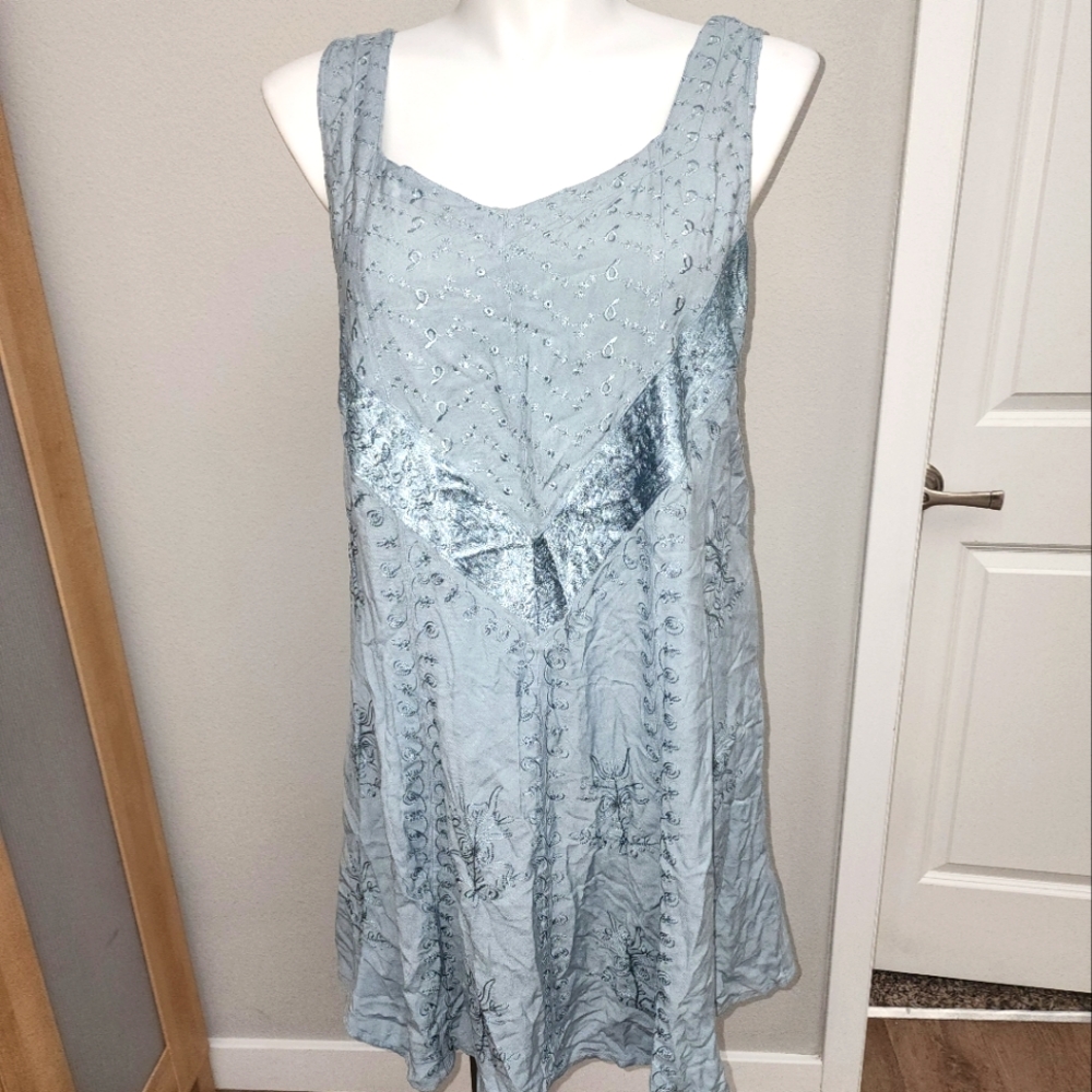 Holy Clothing Blue Embroidered Dress (Sierra Mini)